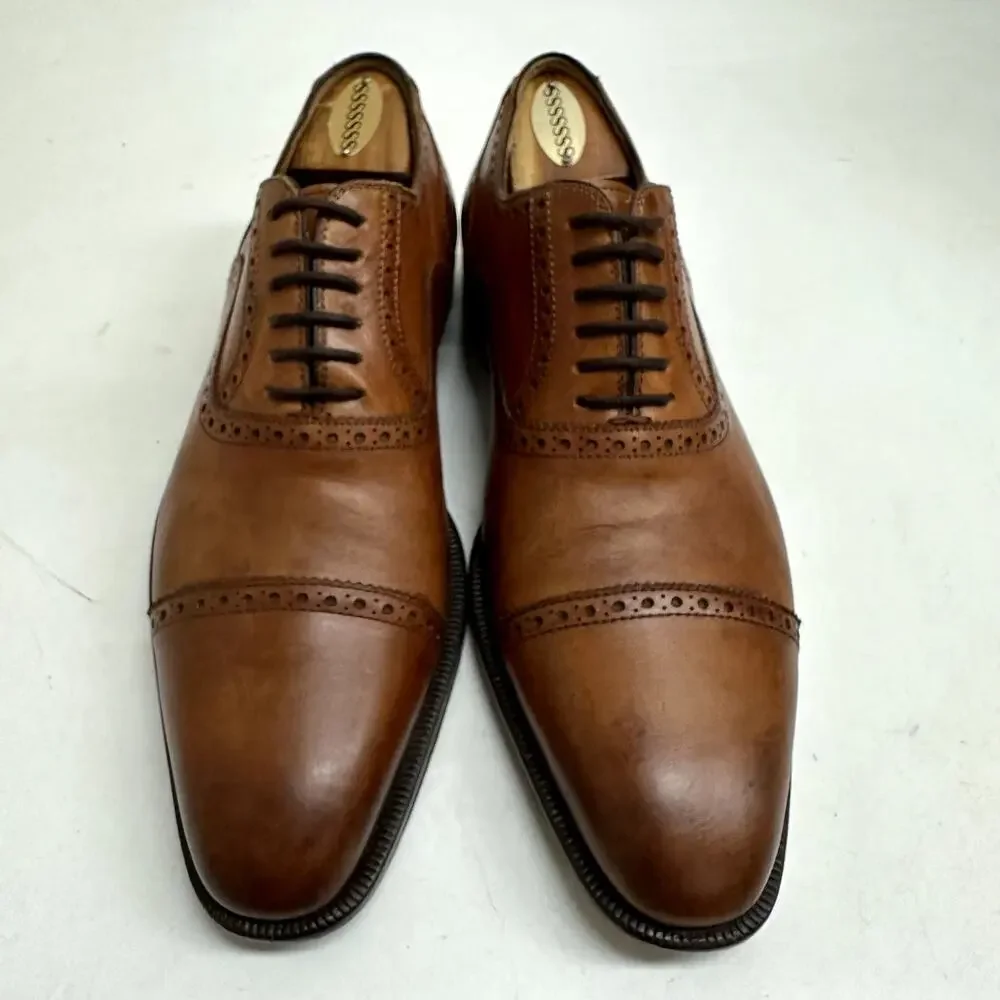 VERY GOOD Magnanni Brown Oxford Cap Toe Bal Made in Spain UK 7.5 / US 8 - Picture 2 of 11